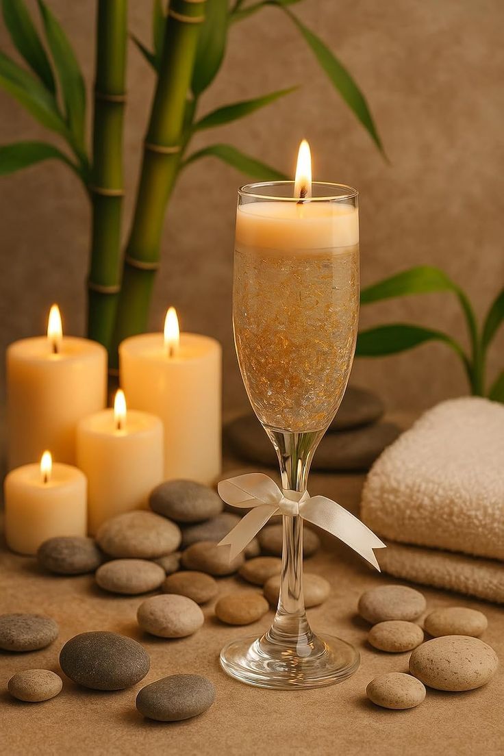 Premium Champagne Candle – Gel Wax Decorative Candle in Glass