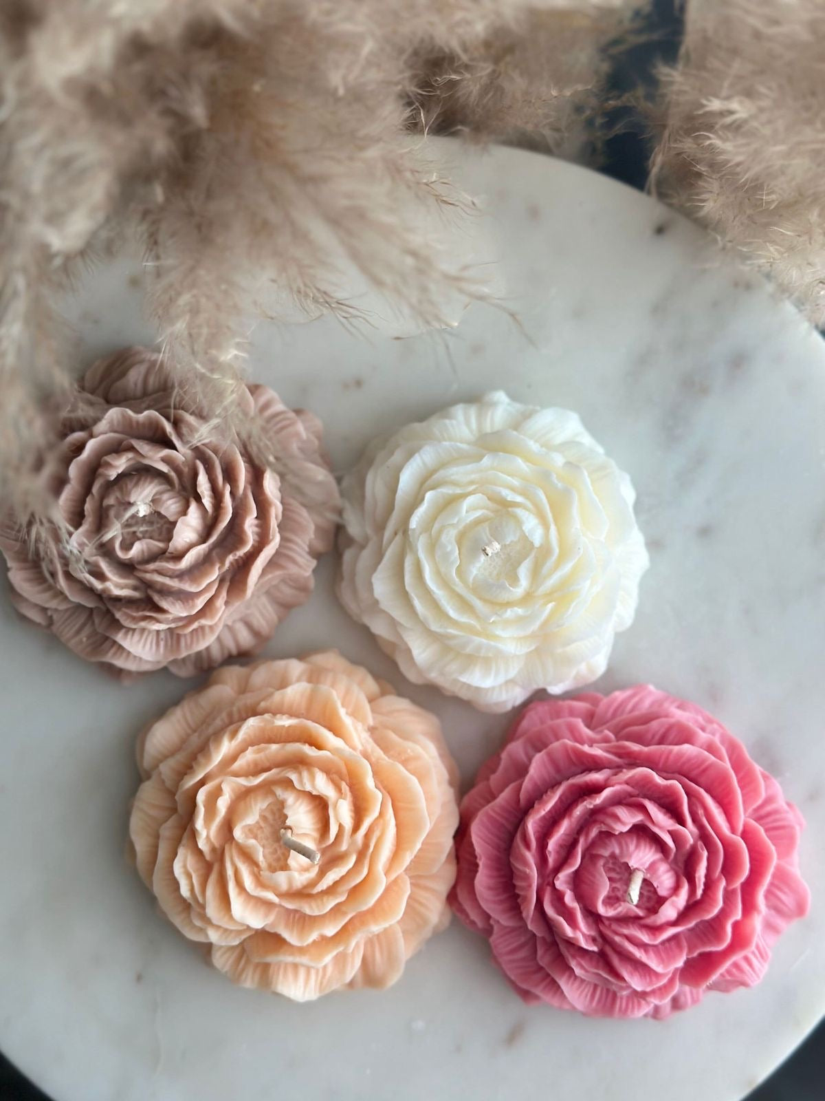 Aromatic Peony Flower Candle – Handmade Floral Decorative Candle 