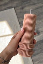 Aromatic Ribbed Pillar Soy Candle –Minimal Aesthetic Decorative Candle