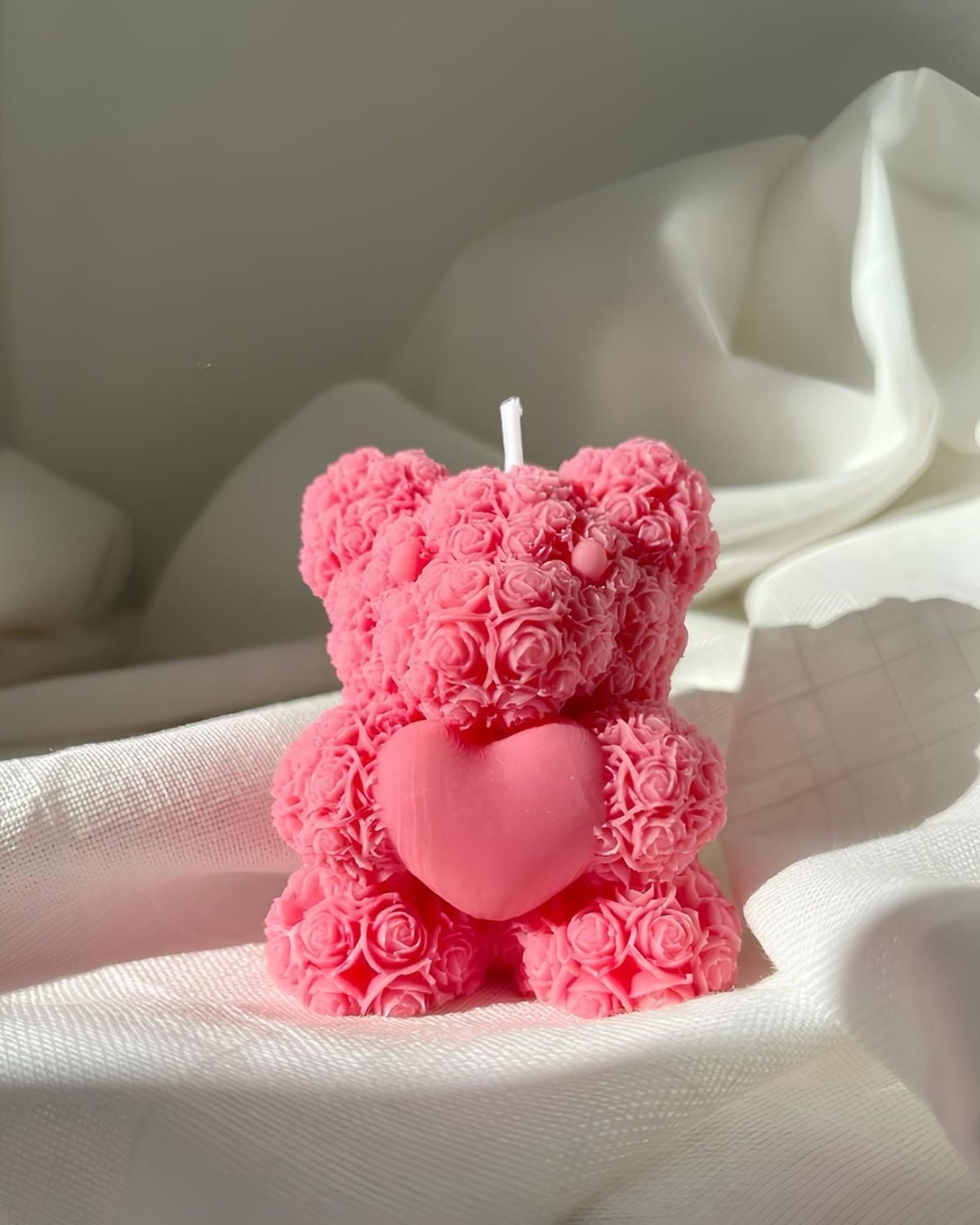 Heart Teddy Bear Candle – Romantic Gift for Couple