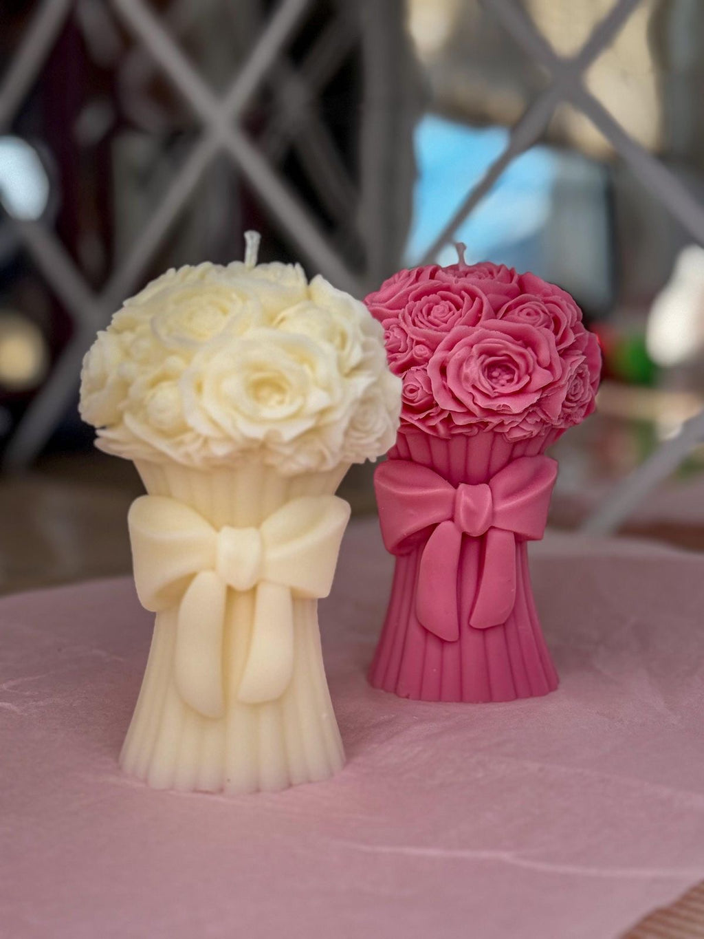 Red Rose Bouquet Candle – Handmade Floral Decorative Candle 