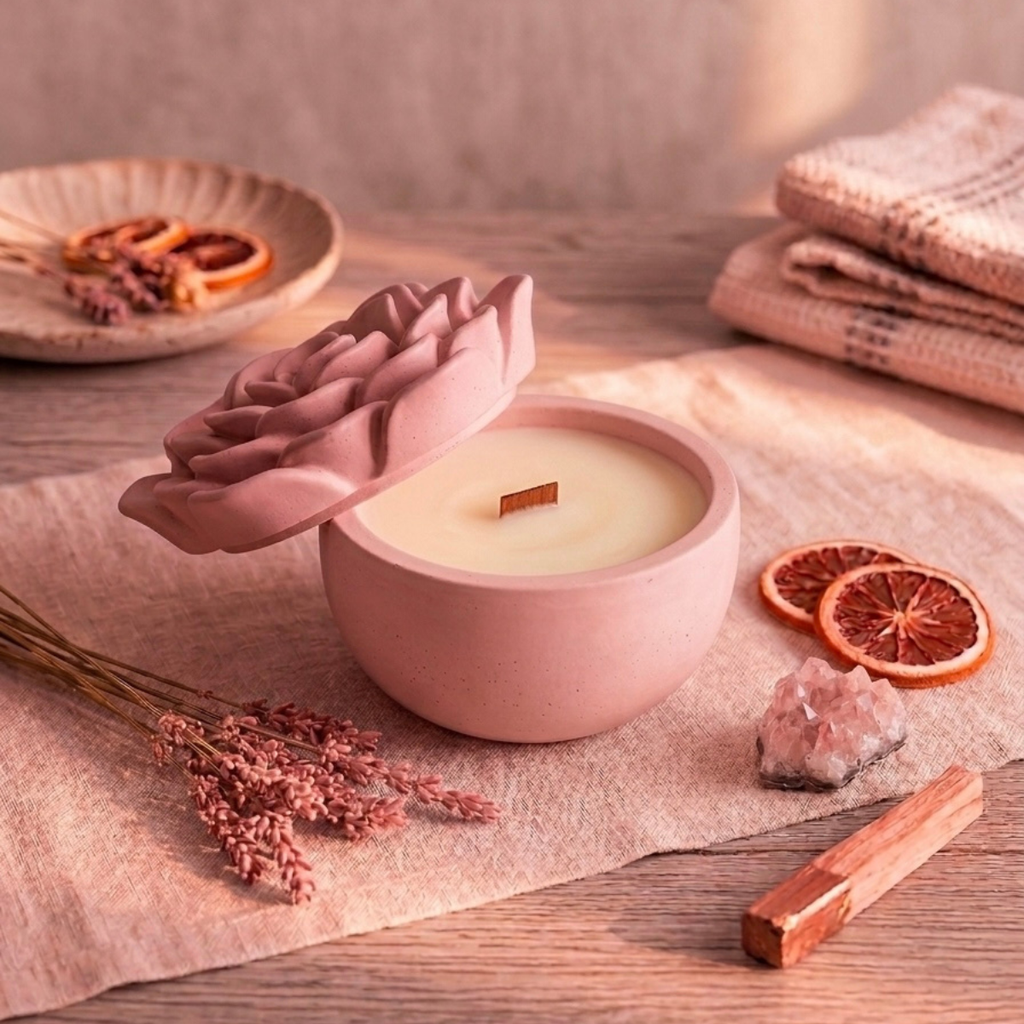 Peony Concrete Vessel Candle