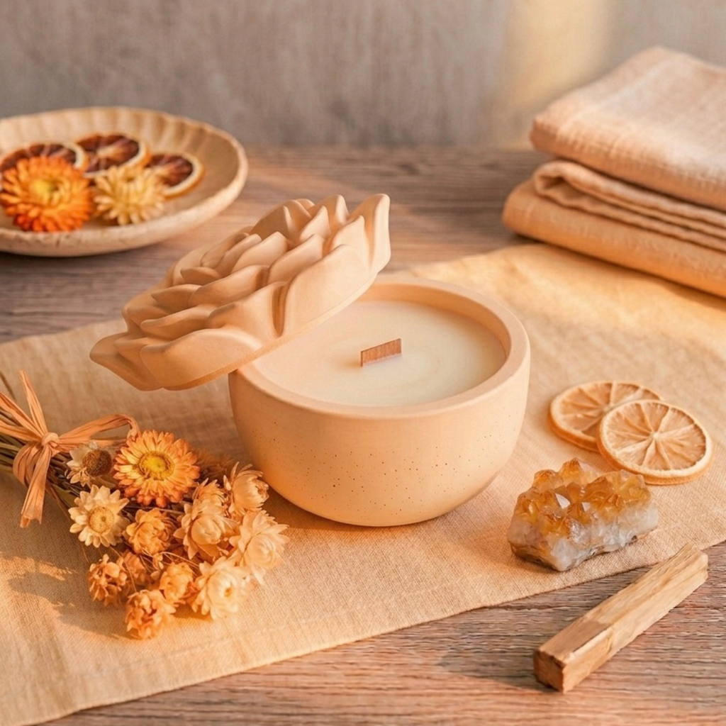 Peony Concrete Vessel Candle