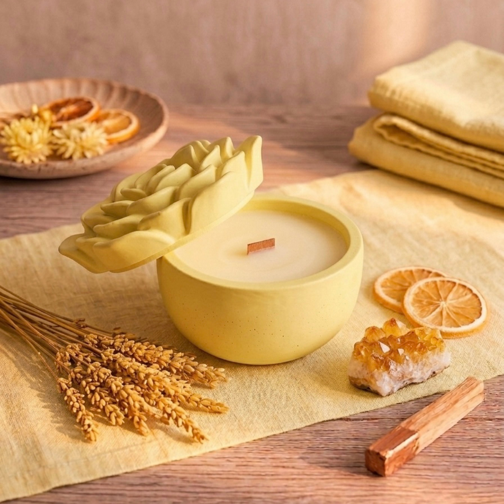 Peony Concrete Vessel Candle