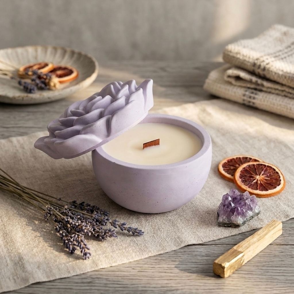 Peony Concrete Vessel Candle